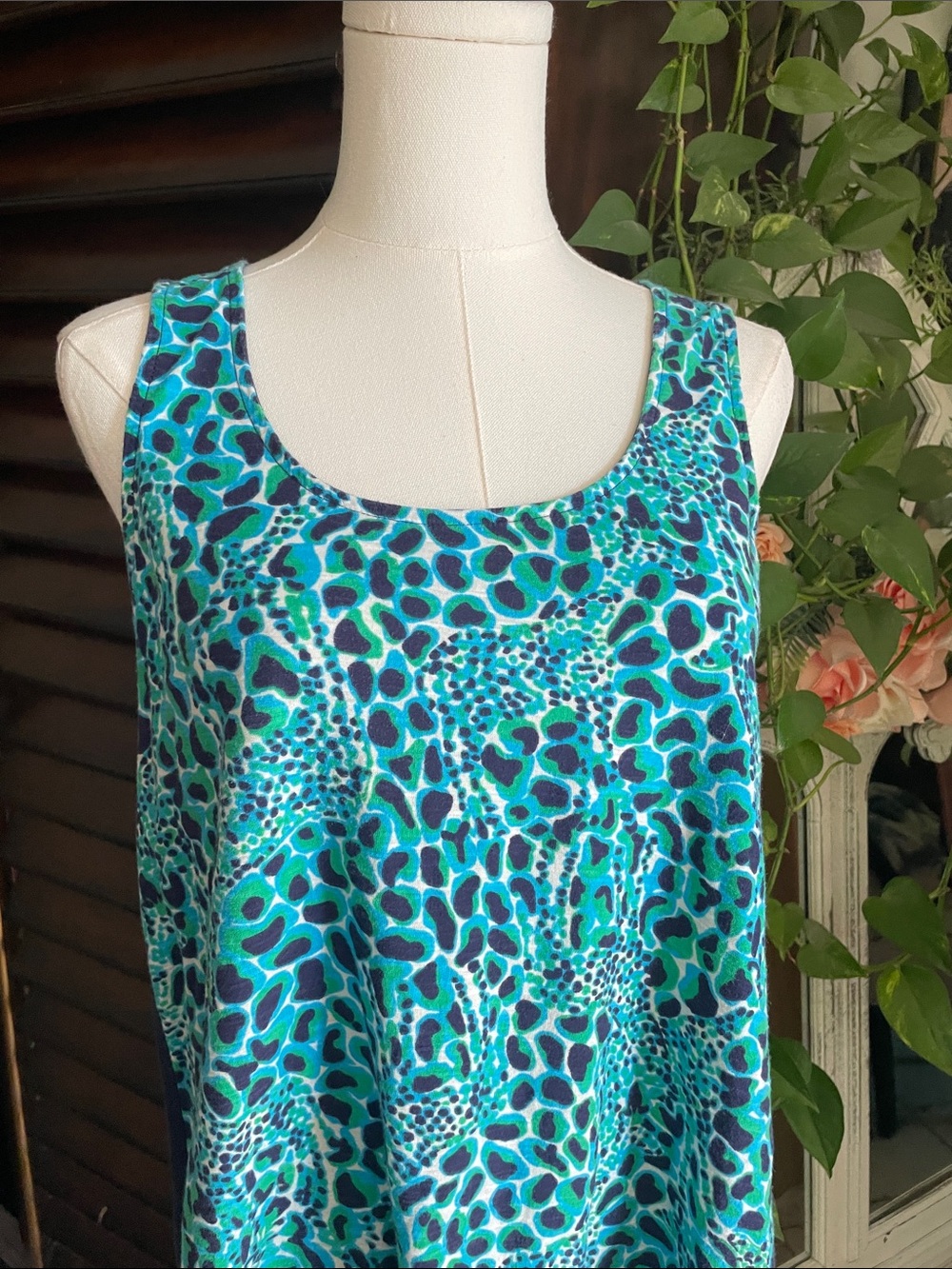 Lily Pulitzer Cotton Biased Tank Top Small Blue Teal Navy - Picture 3 of 8